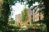 A rainscreen of western red cedar faces in to the courtyard.