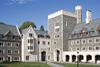 The west gate and the tower hold the north-west corner of the main quad.