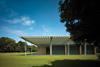 A deep canopy and colonnade are wrapped around the new museum