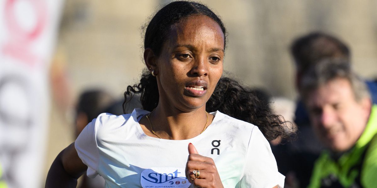 Fifth placed Helen Bekele of Ethiopia competes at the women's elite categorie during the 45th Escalade Race (Course de l'Esacalde) in Geneva, Switzerland, Sunday, December 3, 2023. The sporting athletics event, with over 53,805 people registered for this year's edition, takes place in the old town of Geneva on 02 and 03 December 2023. (KEYSTONE/Laurent Gillieron)