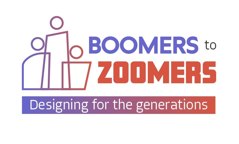 Colourful logo promoting Boomers to Zoomers campaign